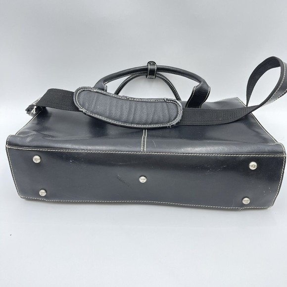 Samsonite Messenger Bag Laptop Case Black Leather Carry On - Picture 4 of 11